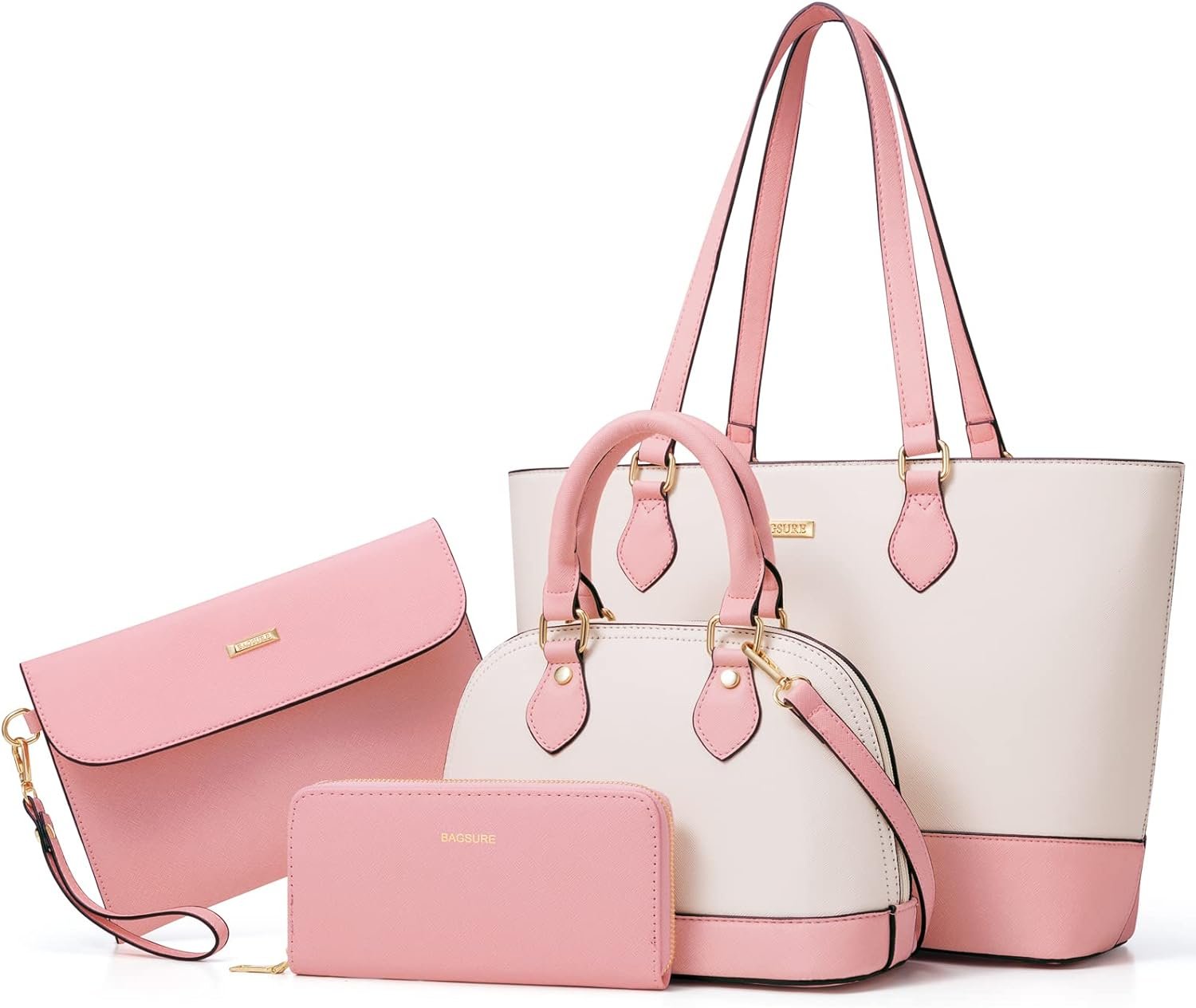 4PCS Women Fashion Handbags Purses Wallet Tote Shoulder Bags Casual Crossbody Bags, Best Valentines Day Gift for Ladies Girls, Satchel Purse Set 4pcs