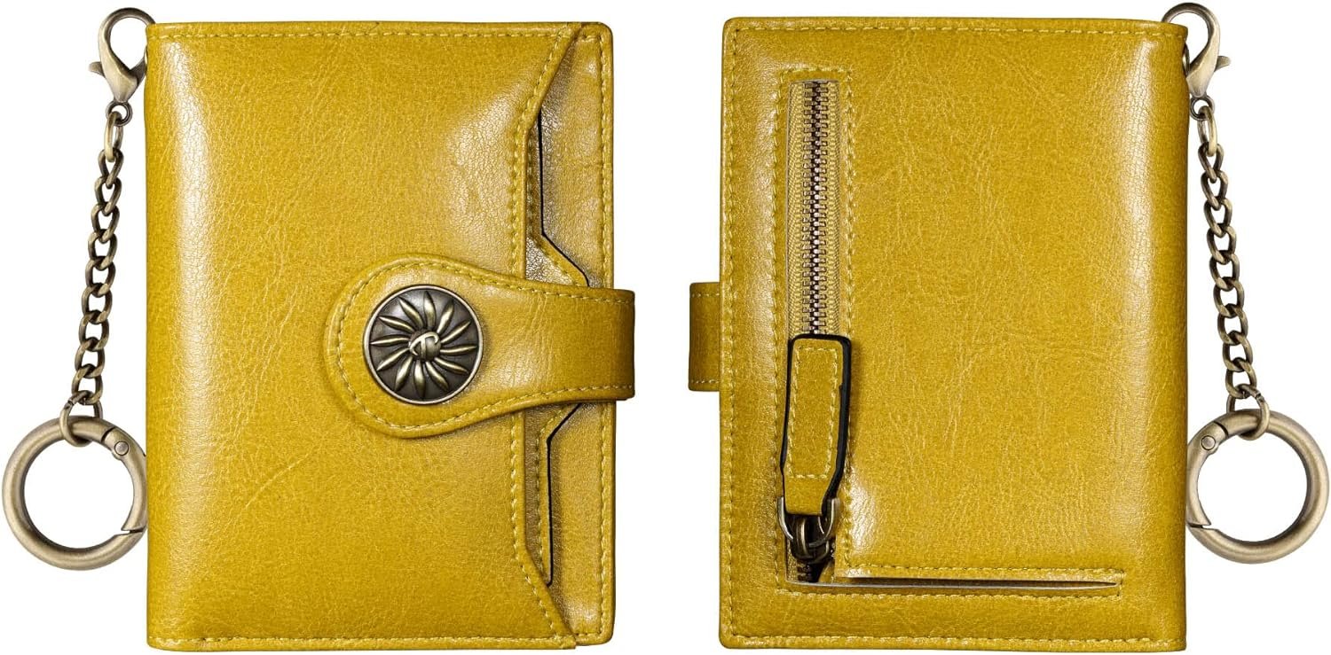 Travelambo Rfid Wallet Women Leather Bifold Compact Small Wallet for Women (Orange)