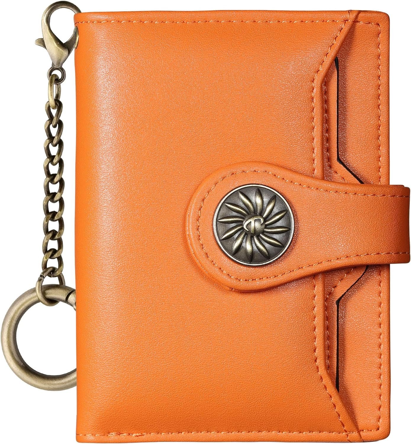Travelambo Rfid Wallet Women Leather Bifold Compact Small Wallet for Women (Orange)
