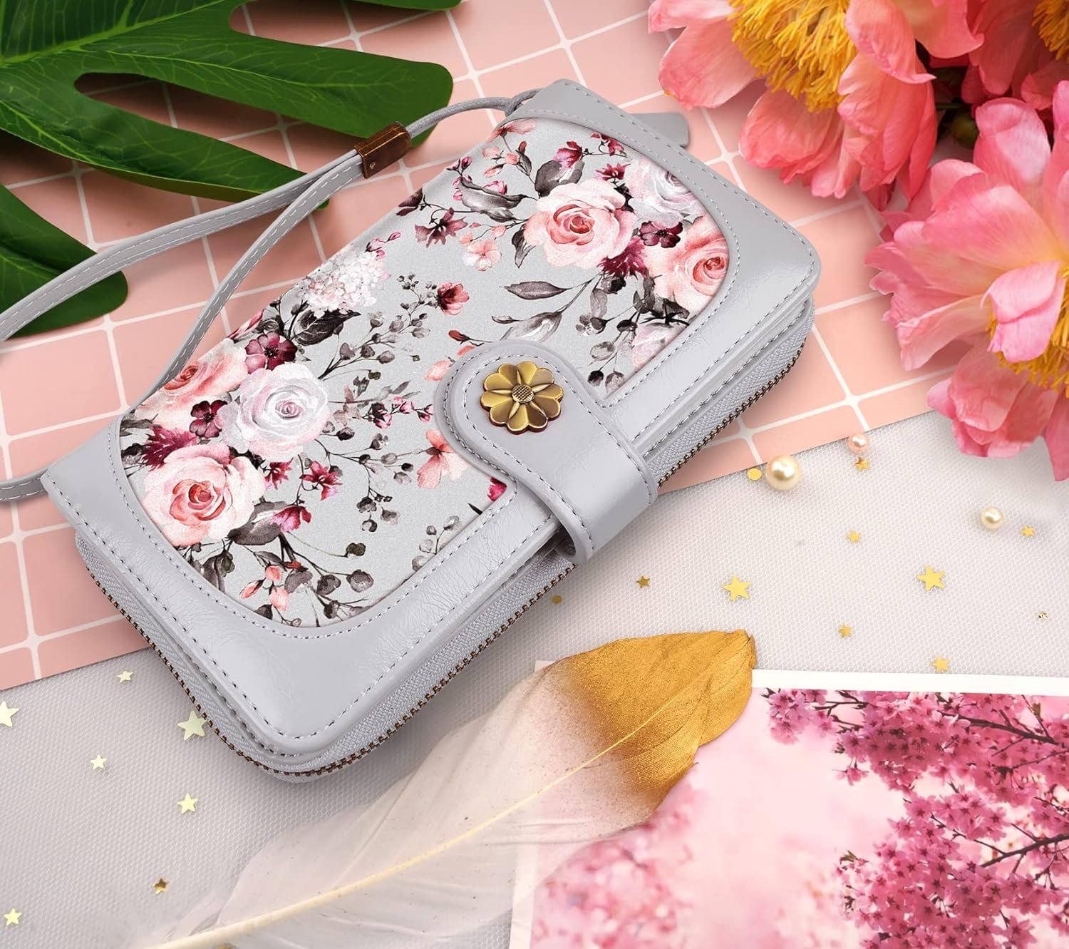 Coco Rossi Wallets for Women Multi Card Holder Wallet Clutch Wallet Card Holder Organizer Ladies Purse with Wrist strap Purse