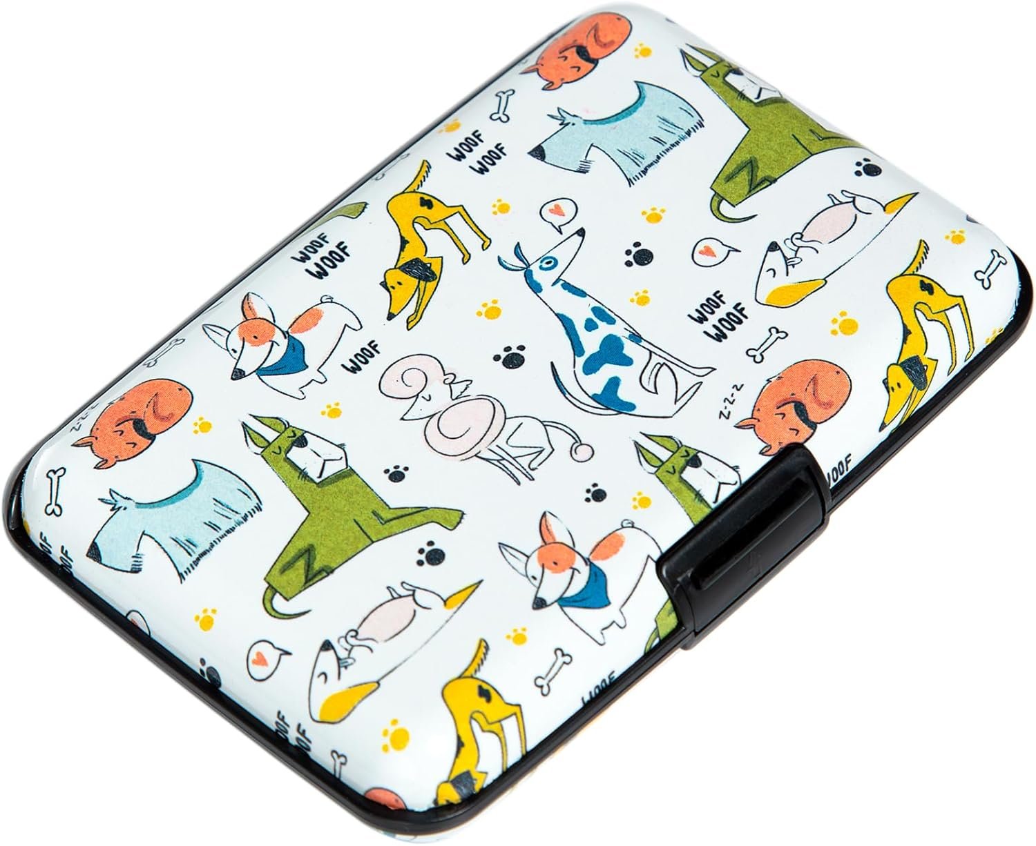 Credit Card Holder for Women Men RFID Blocking Wallet Small Business Metal Slim Mini Aluminum Hard Case (Hand Drawn Dogs)