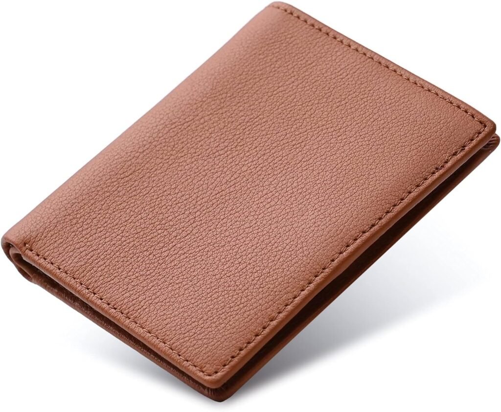 Bveyzi Ultra Slim Small Leather Women Wallet Rfid Blocking Tiny Thin Bifold Pocket Ladies Purse(Brown)