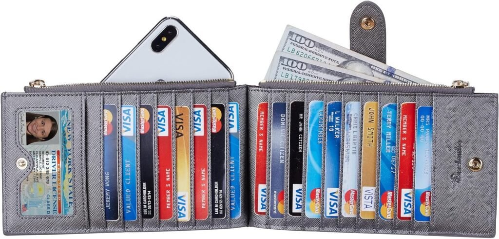 Travelambo Womens Wallet RFID Blocking Bifold Multi Card Case Wallet with Zipper Pocket Crosshatch (Pink Sakura 2191)
