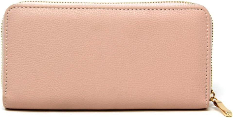 Women Fashion Solid Color Faux Leather PU Long Wallet with Zipper Closure Card Slots Zippered Coin Pouch