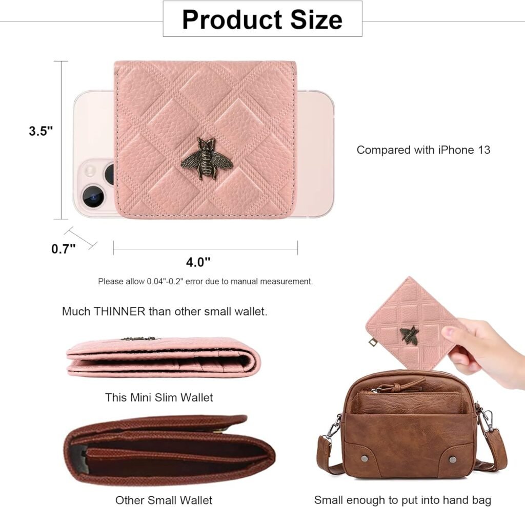 Womens Wallet RFID Blocking Small Compact Bifold Genuine Leather Pocket Wallet Mini Wallets for Women Ladies Purse