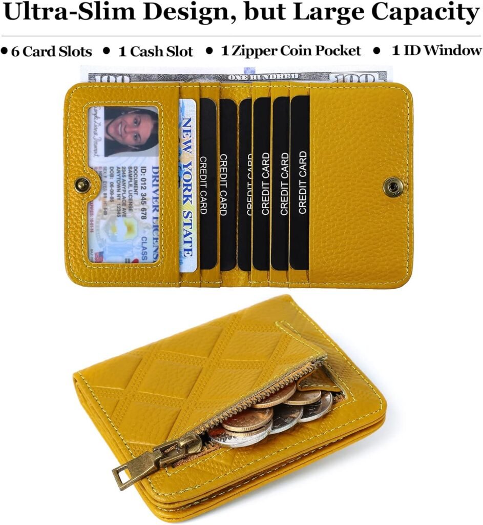 Womens Wallet RFID Blocking Small Compact Bifold Genuine Leather Pocket Wallet Mini Wallets for Women Ladies Purse